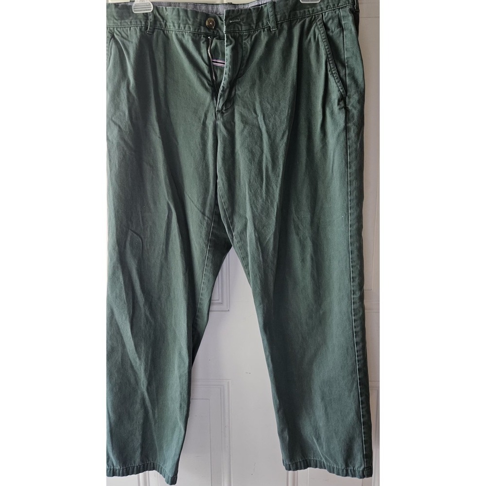 Tommy Hilfiger Mens Chino Pants‎ 36x30 Green Flat Front Casual Preppy